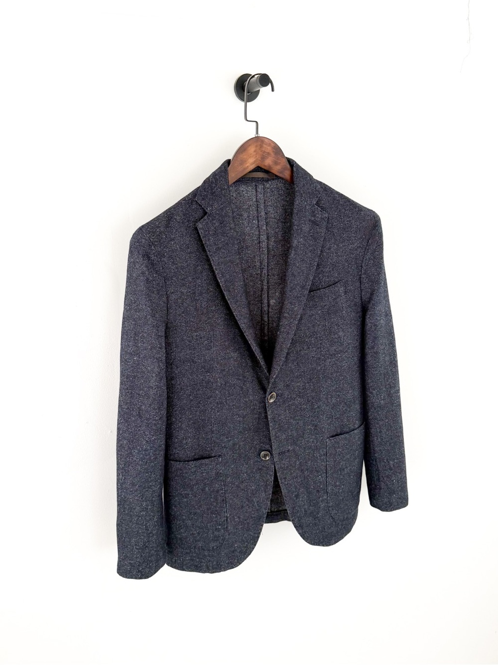 Eleventy Navy Silk Wool-Blend Two-Button Sport Coat Blazer Navy Textured 38R - Picture 4 of 16